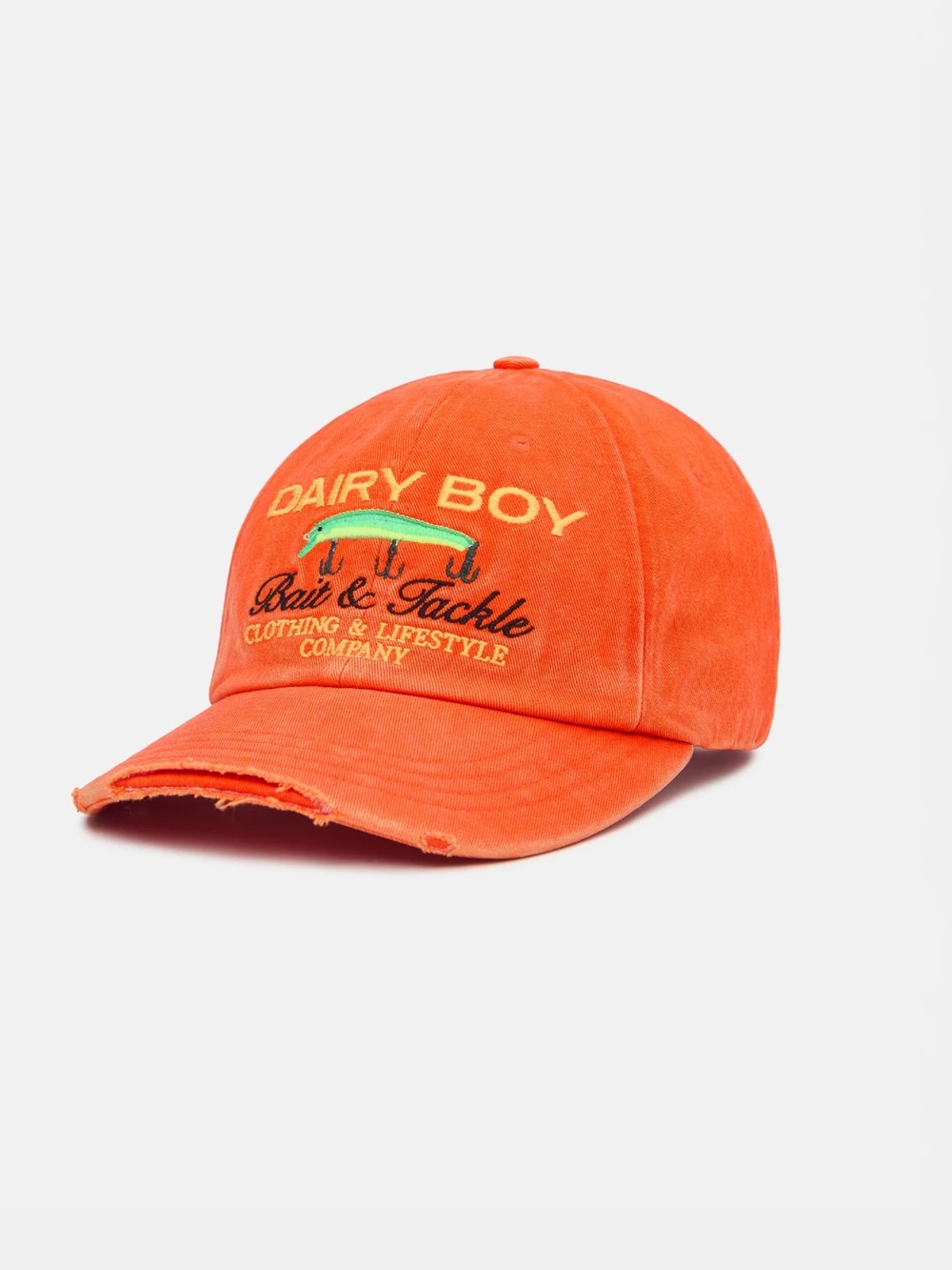 NWT Dairy Boy Bait & Tackle Baseball Hat in Orange